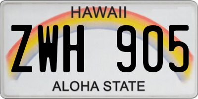 HI license plate ZWH905