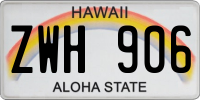 HI license plate ZWH906
