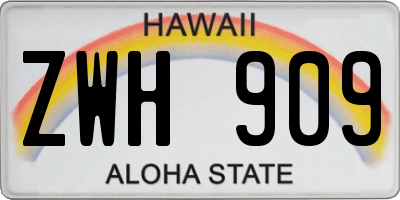 HI license plate ZWH909