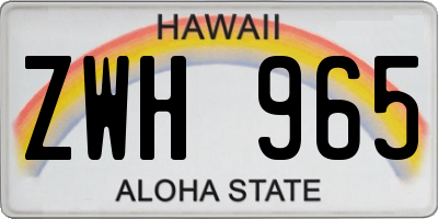 HI license plate ZWH965
