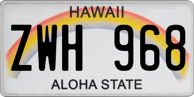 HI license plate ZWH968