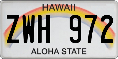 HI license plate ZWH972