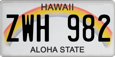 HI license plate ZWH982