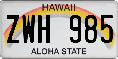 HI license plate ZWH985