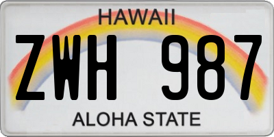 HI license plate ZWH987