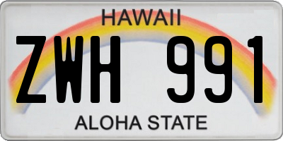 HI license plate ZWH991