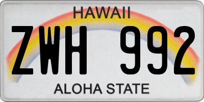 HI license plate ZWH992