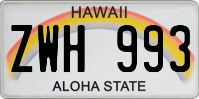 HI license plate ZWH993