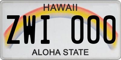 HI license plate ZWI000