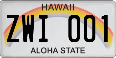 HI license plate ZWI001