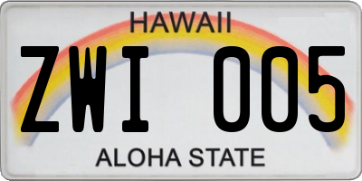 HI license plate ZWI005