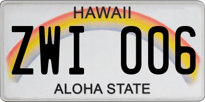 HI license plate ZWI006