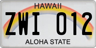 HI license plate ZWI012