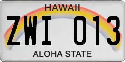 HI license plate ZWI013