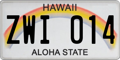HI license plate ZWI014