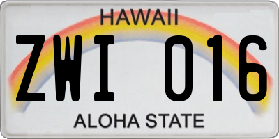 HI license plate ZWI016