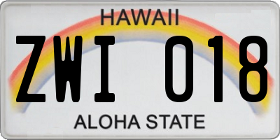HI license plate ZWI018