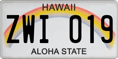 HI license plate ZWI019