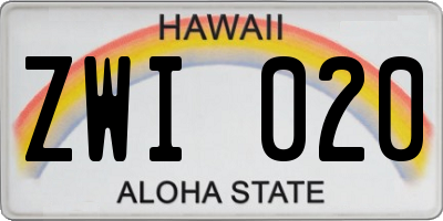 HI license plate ZWI020