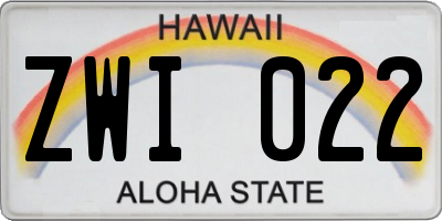 HI license plate ZWI022