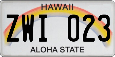 HI license plate ZWI023