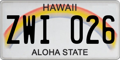 HI license plate ZWI026