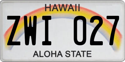 HI license plate ZWI027