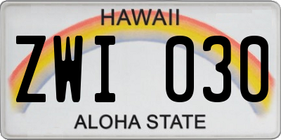 HI license plate ZWI030