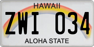 HI license plate ZWI034