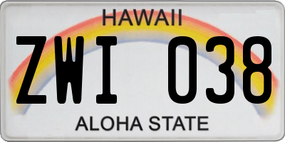 HI license plate ZWI038