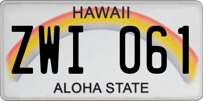 HI license plate ZWI061