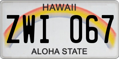 HI license plate ZWI067