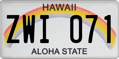HI license plate ZWI071