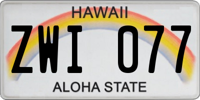 HI license plate ZWI077