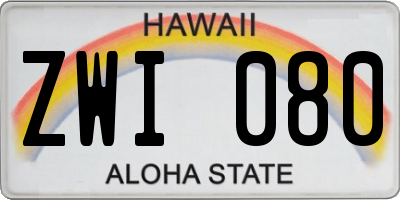 HI license plate ZWI080