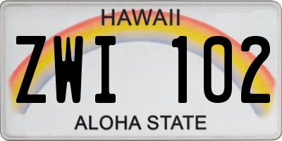 HI license plate ZWI102