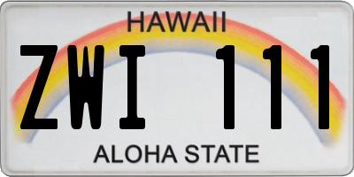 HI license plate ZWI111