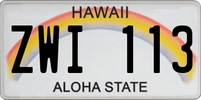 HI license plate ZWI113