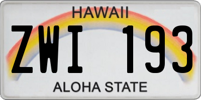 HI license plate ZWI193