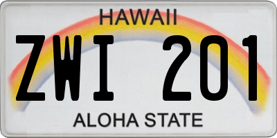 HI license plate ZWI201