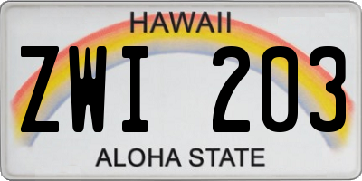 HI license plate ZWI203