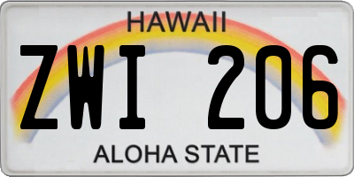 HI license plate ZWI206