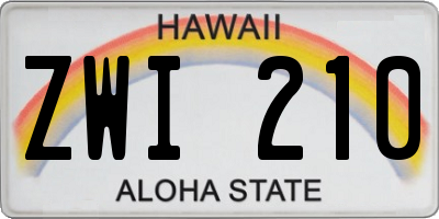 HI license plate ZWI210