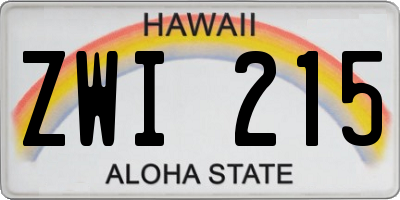 HI license plate ZWI215