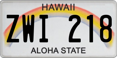 HI license plate ZWI218
