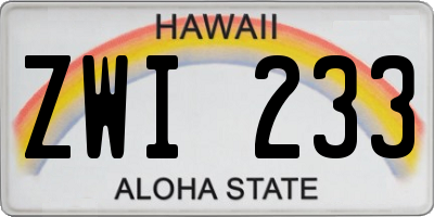 HI license plate ZWI233
