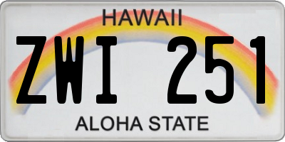 HI license plate ZWI251