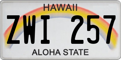 HI license plate ZWI257