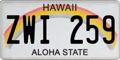 HI license plate ZWI259