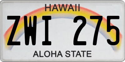 HI license plate ZWI275